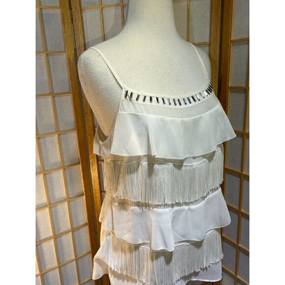 WHBM Med Fringe Sleeveless Blouse - Picture 1 of 16